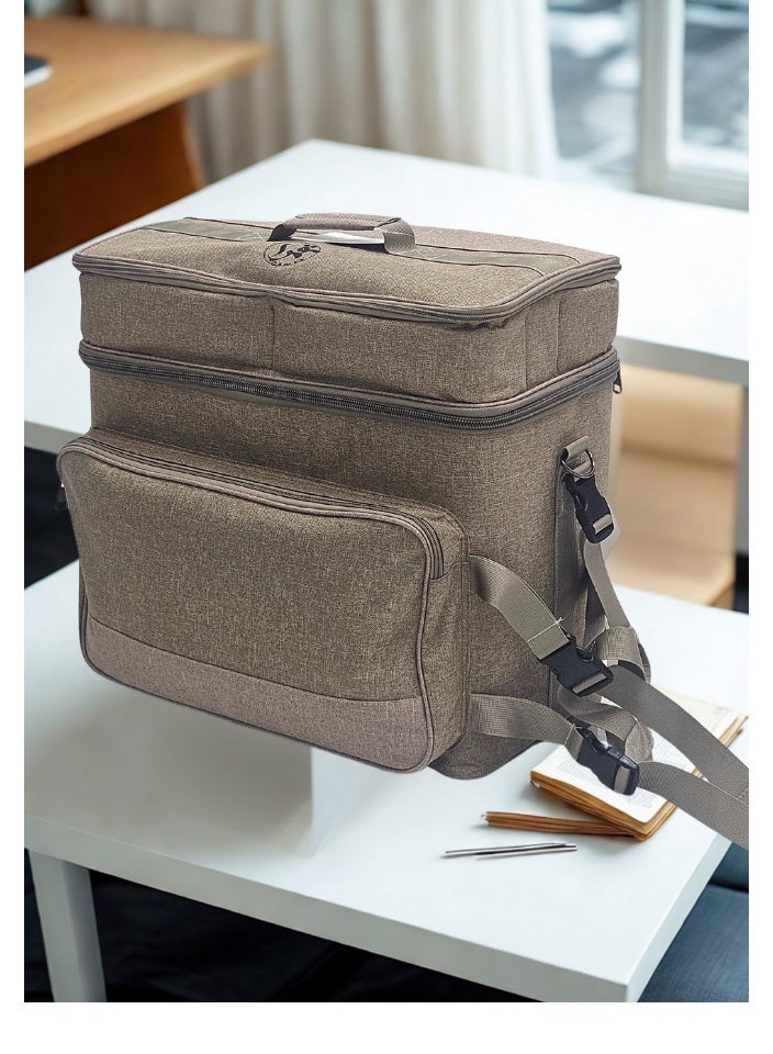 قمرا حقيبة تخييم وسفر ذات سعة كبيرة ذات طابقين مع جيوب متعددة وبطانة داخلية، مصنوعة من قماش أكسفورد متين ومقاوم للماء، مثالية لتنظيم العناصر أثناء التخييم والرحلات (45 × 24 × 41 سم) - Image 3