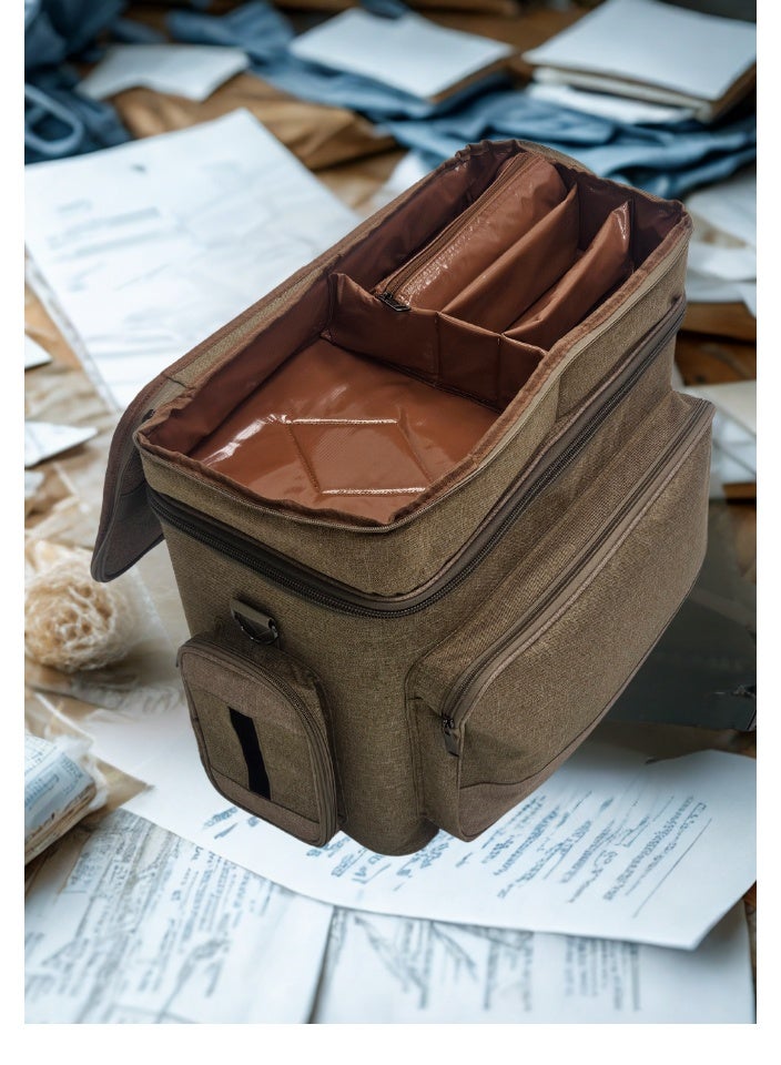 قمرا حقيبة تخييم وسفر ذات سعة كبيرة ذات طابقين مع جيوب متعددة وبطانة داخلية، مصنوعة من قماش أكسفورد متين ومقاوم للماء، مثالية لتنظيم العناصر أثناء التخييم والرحلات (45 × 24 × 41 سم) - Image 4