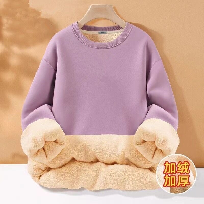 سويت شيرت من صوف الحمل للرجال مبطن بالفleece شتوي دافئ للرجال قمة دائرية 2024 معطف سميك جديد للرجال خريف وشتاء - Image 2