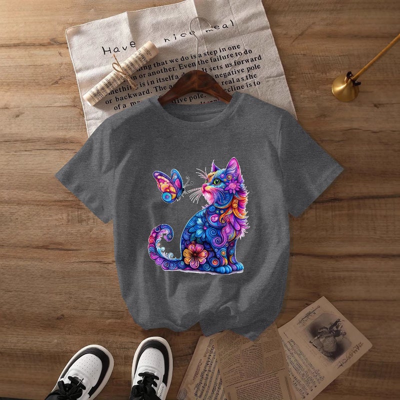 Independent Station Women'S Tops Round Neck Cartoon Printed Short-Sleeved T-Shirt-M - Image 4