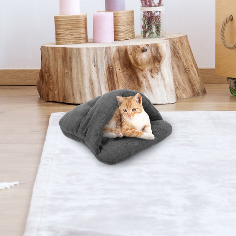 Pet Dog Cat Bed Warm Kennel Nest Pad Dog Blanket Mat Snuggly Sleep Mat Cotton-Padded Cushion for Puppy Cat Kitten Size XS (Grey) - Image 4