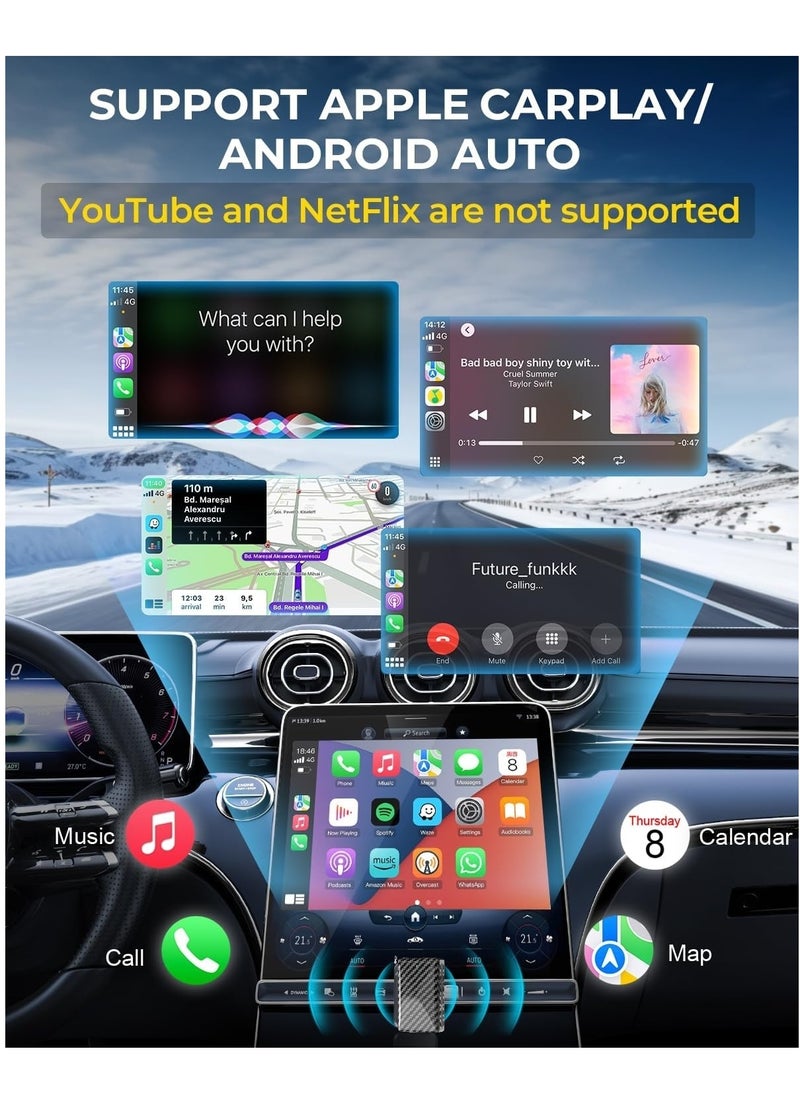 ماركة غير محددة - 2 في 1 محول لاسلكي لـ Carplay / Auto صندوق صغير مع بلوتوث 5.0 وواي فاي للسيارات المدعومة بـ Carplay / Auto السلكي - Image 1