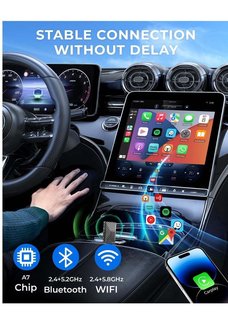 ماركة غير محددة - 2 في 1 محول لاسلكي لـ Carplay / Auto صندوق صغير مع بلوتوث 5.0 وواي فاي للسيارات المدعومة بـ Carplay / Auto السلكي - Image 1