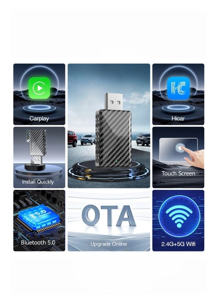 ماركة غير محددة - 2 في 1 محول لاسلكي لـ Carplay / Auto صندوق صغير مع بلوتوث 5.0 وواي فاي للسيارات المدعومة بـ Carplay / Auto السلكي - Image 1