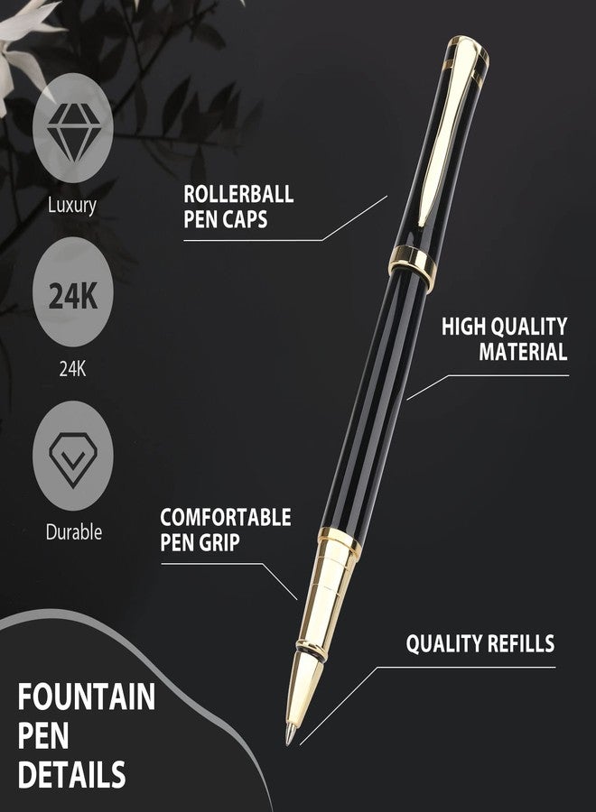 cheericome Luxury Ballpoint Pen - Professional & Executive, Perfect for Silky Smooth Writing, with Gift Box, Nice Pen for Men and Women, 2 Extra 0.5mm Black Refills - Black - Image 3