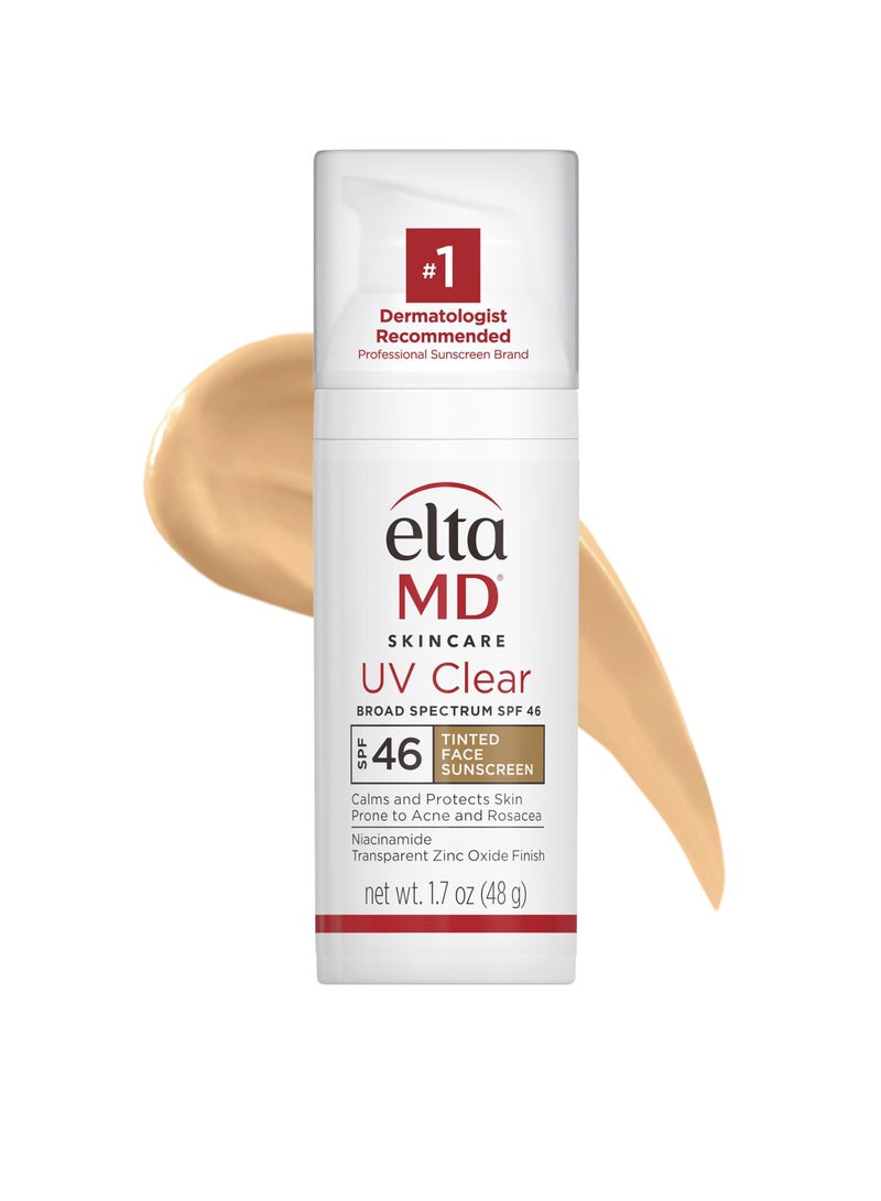 EltaMD UV Clear Facial Sunscreen SPF 46 - For Skin Types Prone To Acne, Rosacea & Hyperpigmentation - Tinted 48g/1.7oz Cream - Image 1