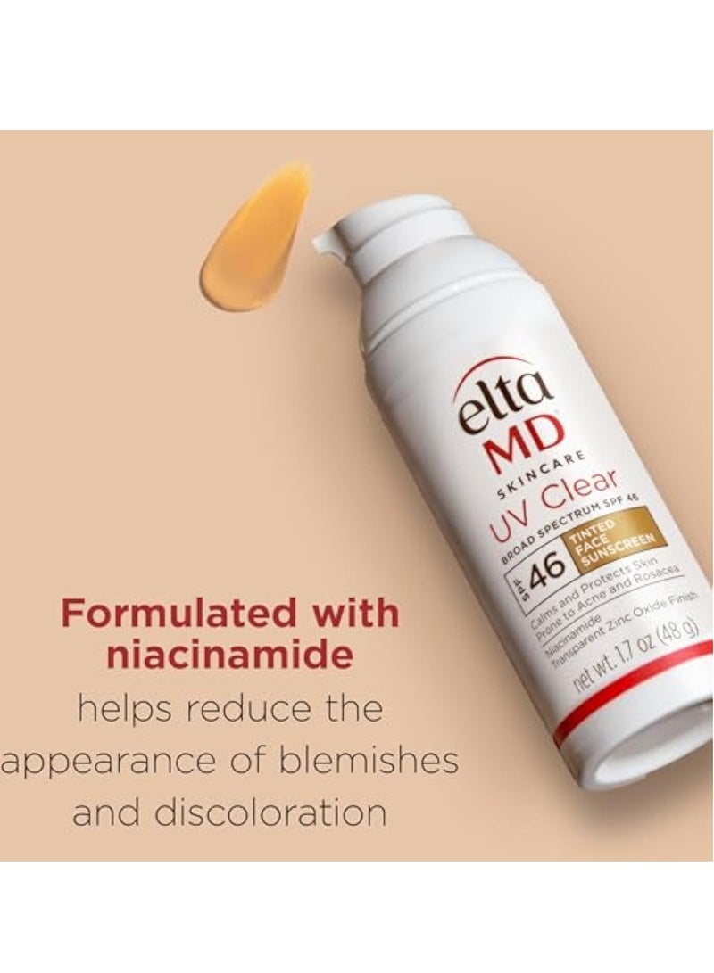 EltaMD UV Clear Facial Sunscreen SPF 46 - For Skin Types Prone To Acne, Rosacea & Hyperpigmentation - Tinted 48g/1.7oz Cream - Image 4