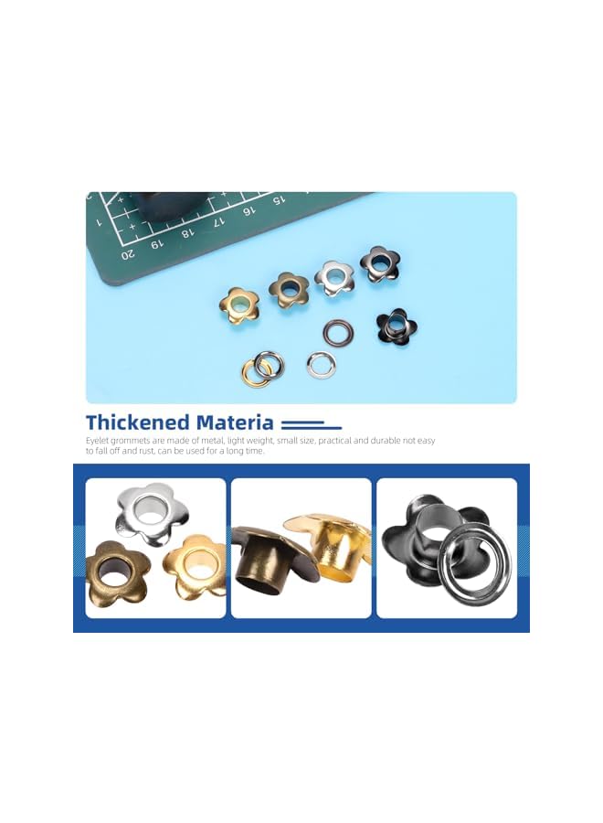 PROMASS promass 200pcs 5mm(3/16in) Flower Eyelets Grommet Set, Antique Brass Metal Flowers Eyelets for Shoe Eyelets, Belt, Bags and Other Leather Project  - Image 4