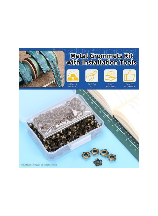 PROMASS promass 200pcs 5mm(3/16in) Flower Eyelets Grommet Set, Antique Brass Metal Flowers Eyelets for Shoe Eyelets, Belt, Bags and Other Leather Project  - Image 3