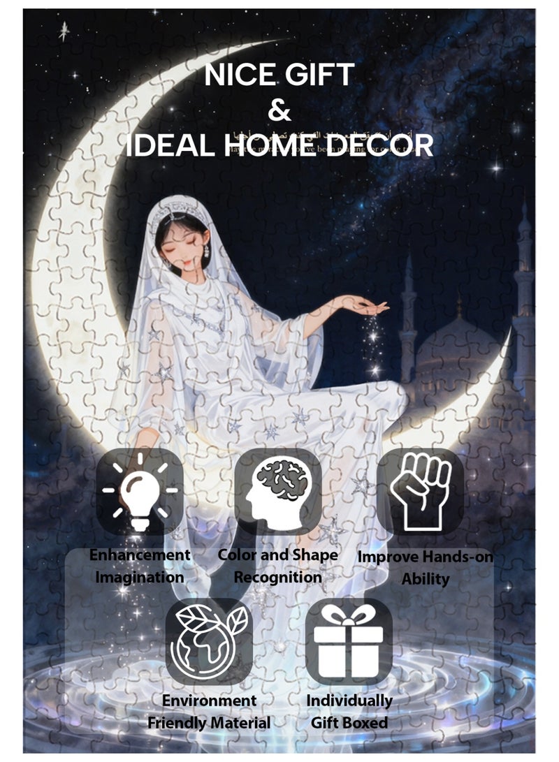 GALADUNE 300 Pieces Puzzles Jigsaws for Adults&Kids Stress Relief Toy, Unique Perfectly-Fitting Pieces, Ideal Gift for Ramadan Birthday New Year, Moon Maiden - Image 3