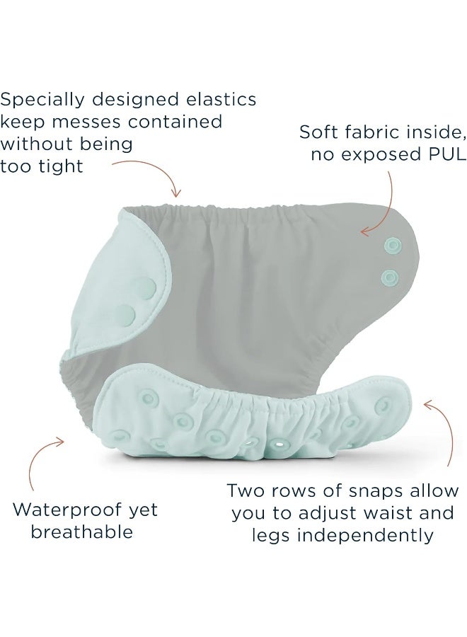 Esembly Cloth Diaper Bundle Set, 3 Organic Absorbent Inners and 1 Waterproof Diaper Cover, Blowout-Proof Reusable Washable Diapers with Snap Closure, Size 1 (7-17lbs), Mist - Image 4