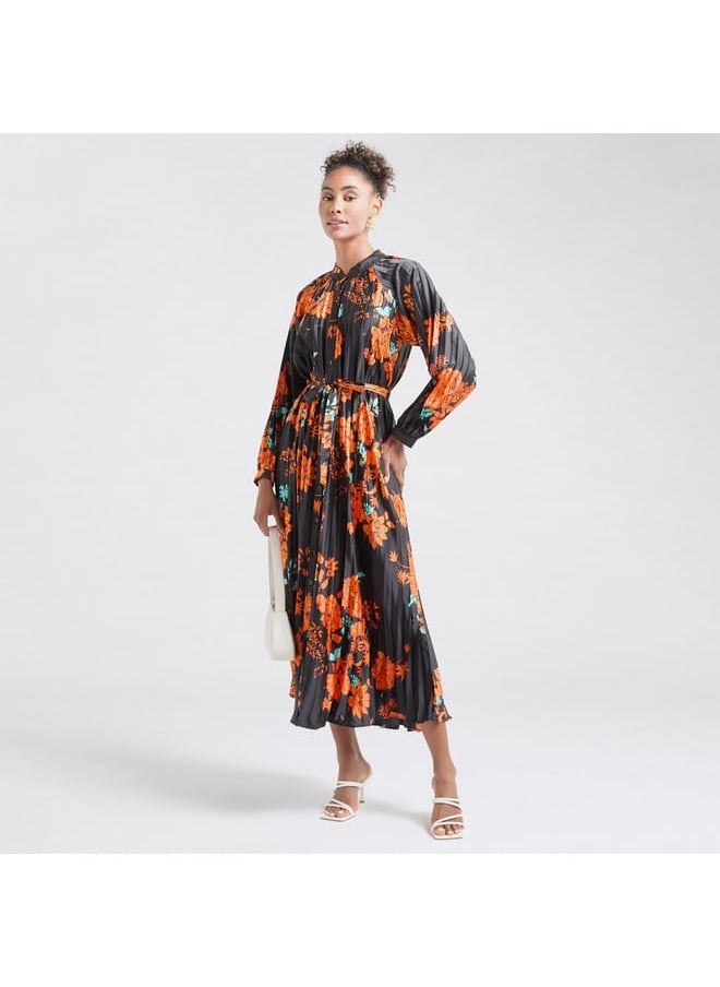 FAV - Floral Print Midi Shirt Dress with Long Sleeves - Image 1