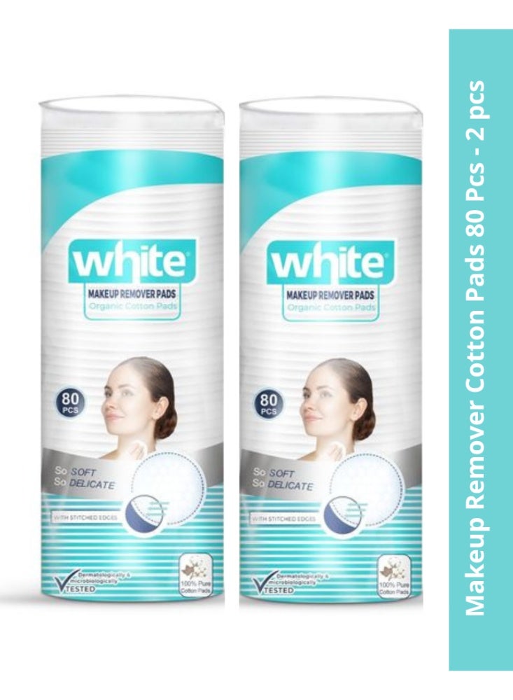 White Makeup Remover Cotton Pads 80 Pcs - 2 pcs - Image 1