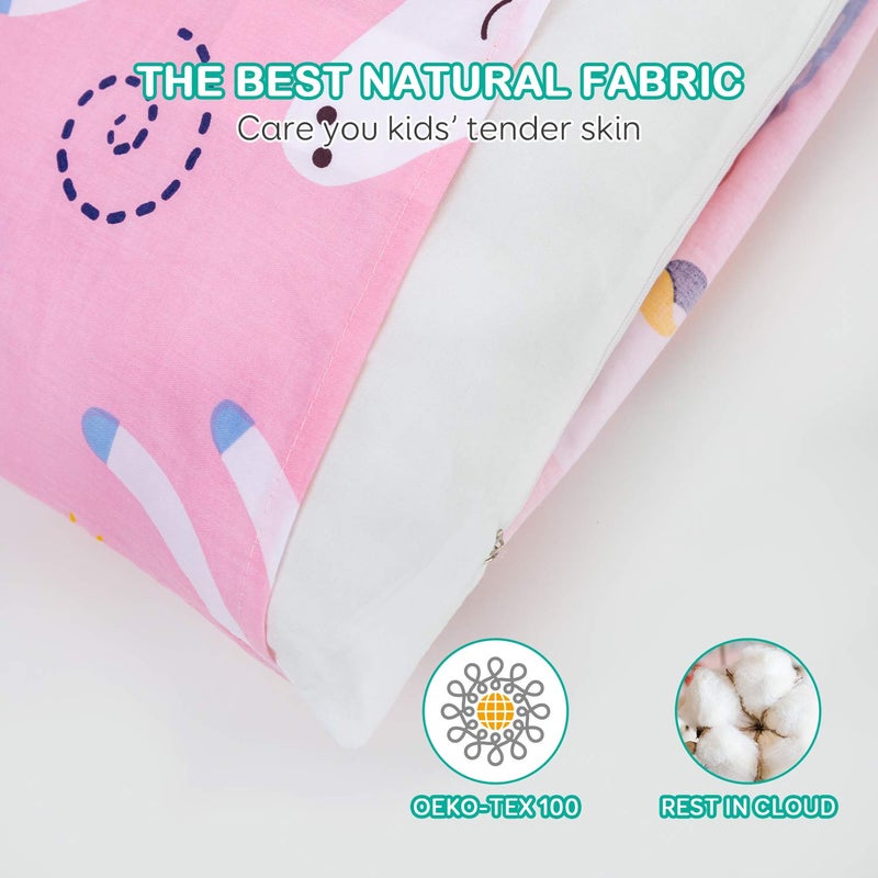 Cottonblue Toddler Pillow Set with Organic Cotton Pillowcase, Pink Unicorn, 14x19 inches, Machine Washable - Image 5