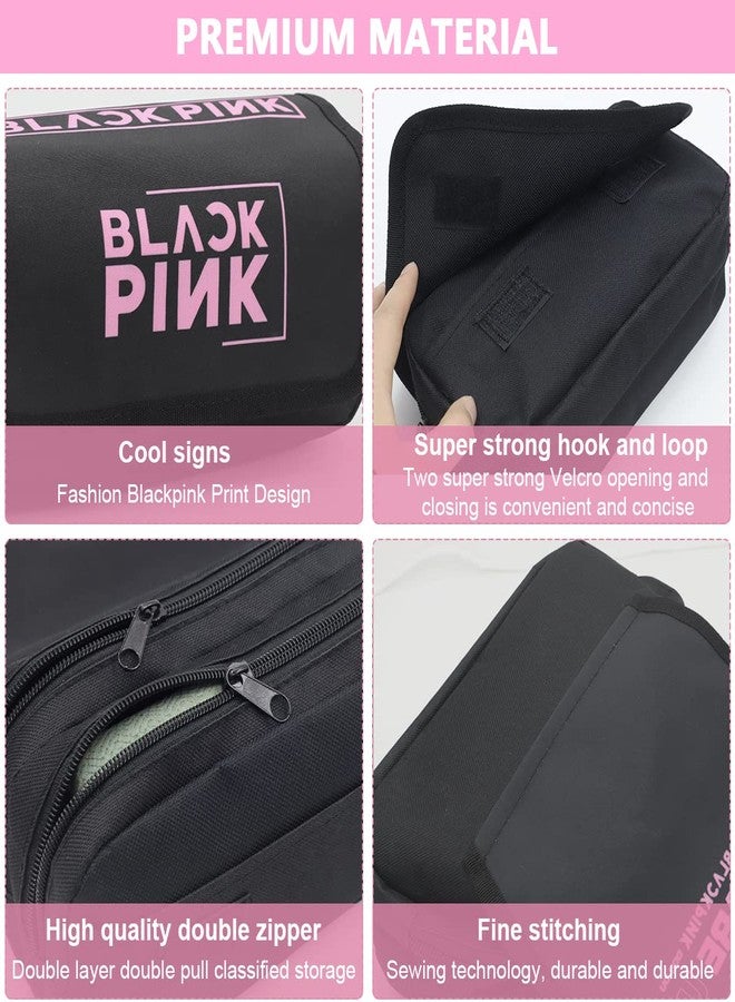 HASTHIP® Polyester Blackpink Pencil Box Pencil Case, Large Capacity Cosmetic Bag Organizer Pouch For Blackpink Lover Fans, Double Zippers Stationary Bag For School Girls Boys Adult - Image 4