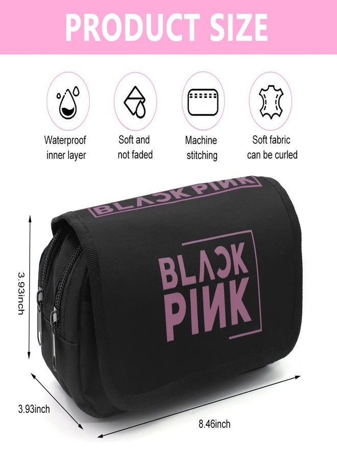 HASTHIP® Polyester Blackpink Pencil Box Pencil Case, Large Capacity Cosmetic Bag Organizer Pouch For Blackpink Lover Fans, Double Zippers Stationary Bag For School Girls Boys Adult - Image 2