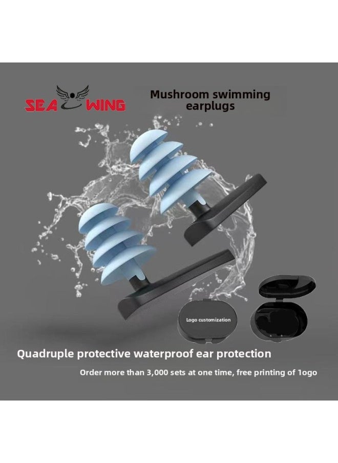 Generic - Swimming Earplugs Professional Ear Anti-water Silicone Earplugs Anti-noise Sleep Sound Insulation Earplugs Swimming Earplugs Equipment-Color:Black Trumpet-children's Model - Image 1