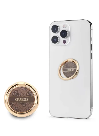 GUESS Metal 4G Ring Stand Compatible with All Smartphone- Brown