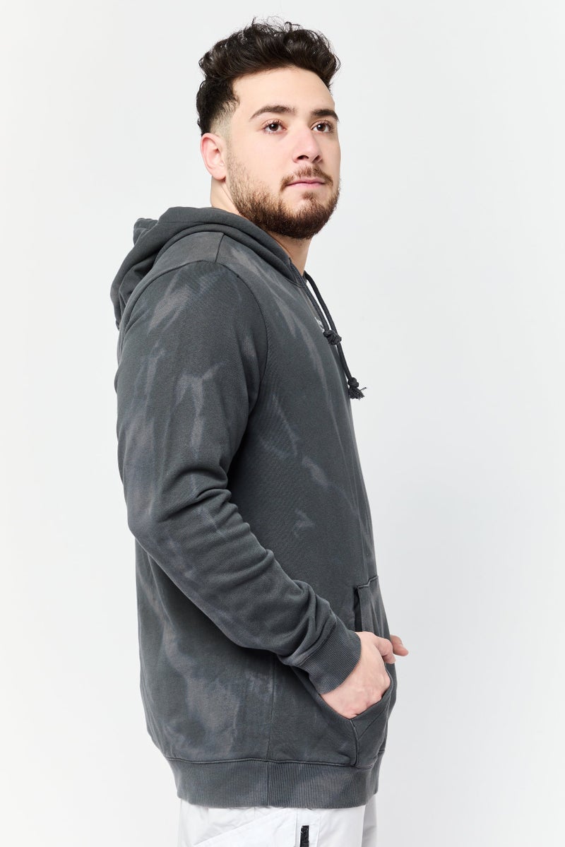 Reebok هودي رياضي للرجال بأكمام طويلة مع شعار مطرز، أسود - Image 3