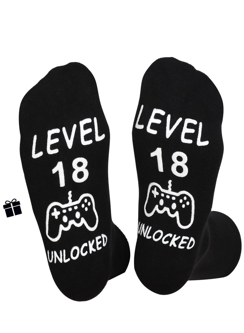 KASTWAVE Birthday Gifts for 18th Old Teen Boy Girls, Funny Socks for Men 18 Year Old Male Gamer - Image 1