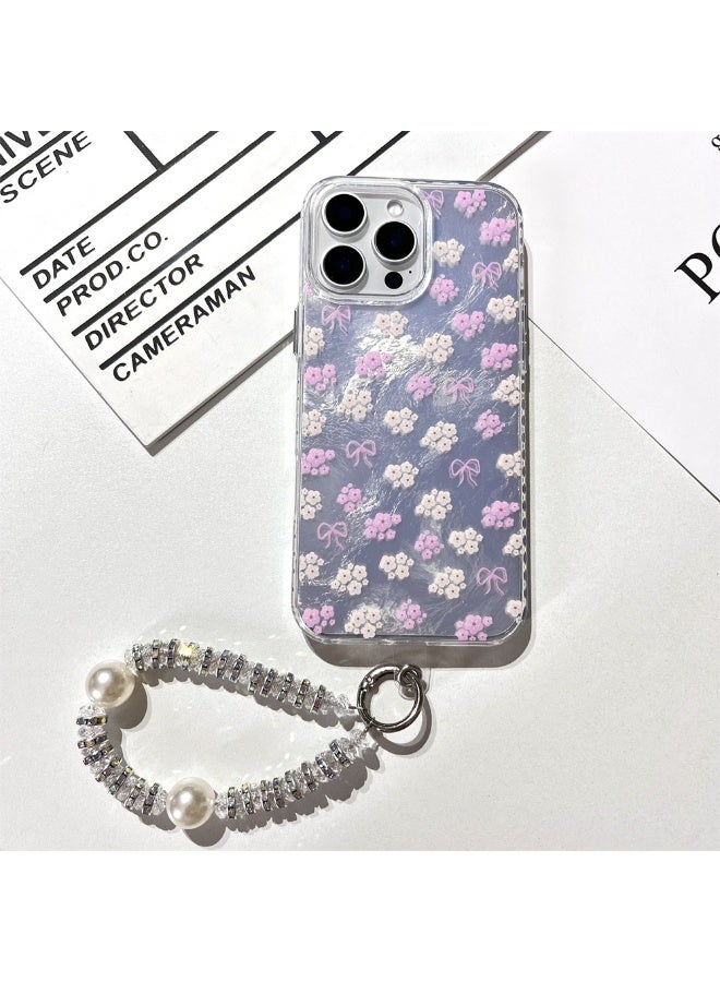 NIBEMINENT Flower Bow Protective TPU Case Cover with Chain For iPhone 15 Pro Clear - Image 1