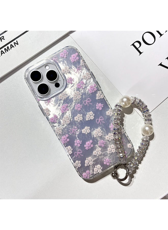 NIBEMINENT Flower Bow Protective TPU Case Cover with Chain For iPhone 15 Pro Clear - Image 2