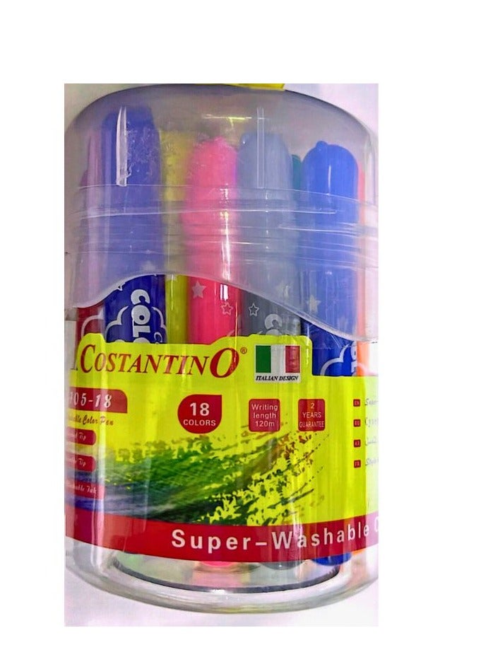 COSTANTINO 18-Pieces Super Washable Color Pen Multicolor - Image 2