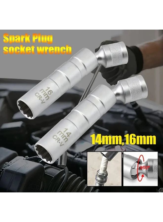 Magnetic Spark Plug Socket Set 14mm 16mm 3 8 Inch Drive Chrome Vanadium Steel - Image 4