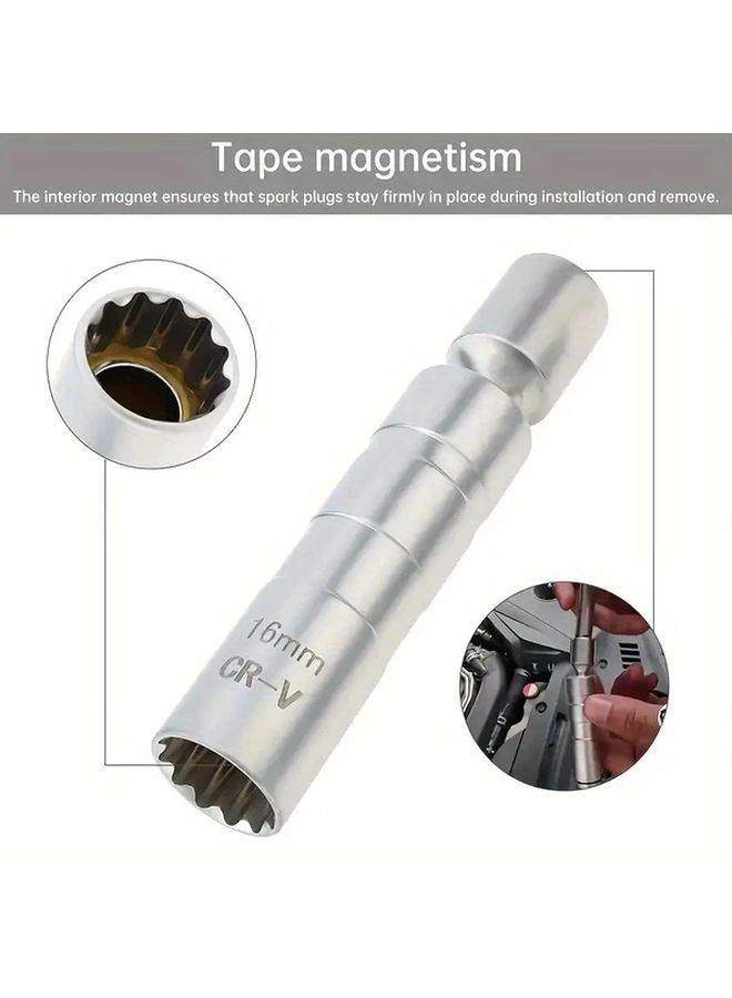 Magnetic Spark Plug Socket Set 14mm 16mm 3 8 Inch Drive Chrome Vanadium Steel - Image 5