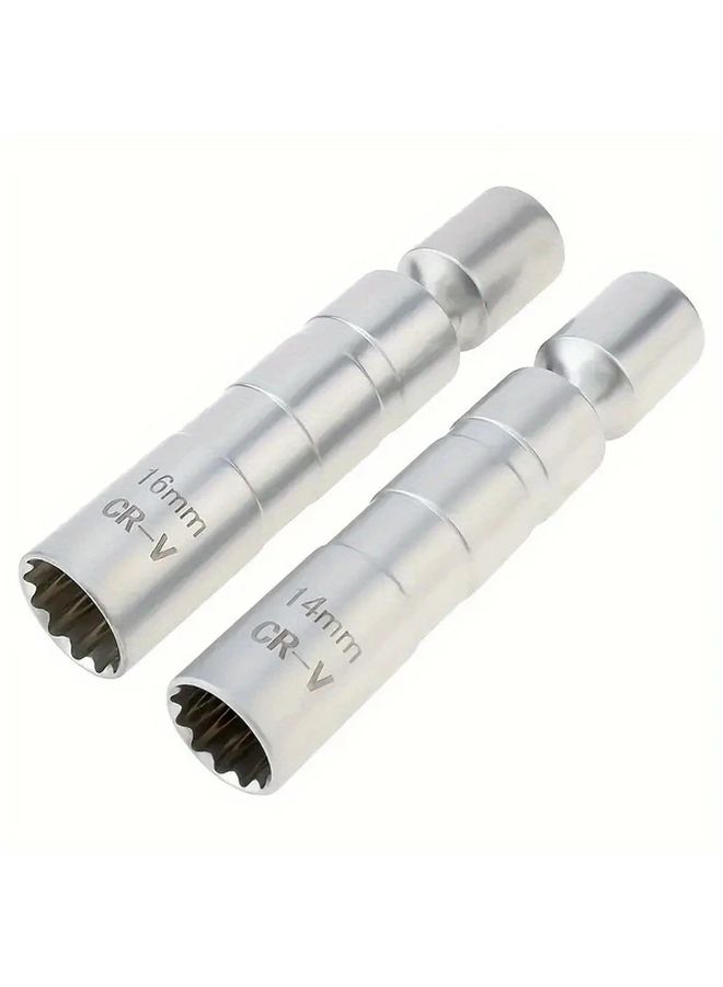 Magnetic Spark Plug Socket Set 14mm 16mm 3 8 Inch Drive Chrome Vanadium Steel - Image 1