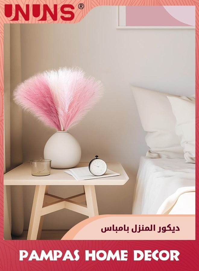 UNUNS 6Pcs Pampas Grass Pink Decor,Faux Home Decor,Artificial Blush Fake Pampas,Short Vase Room Decoration  - Image 5