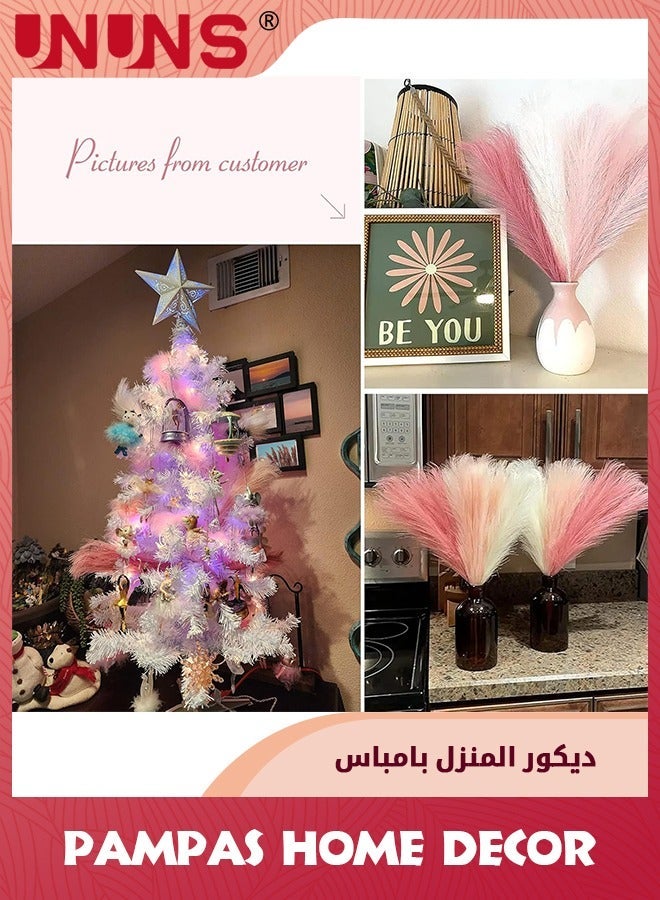 UNUNS 6Pcs Pampas Grass Pink Decor,Faux Home Decor,Artificial Blush Fake Pampas,Short Vase Room Decoration  - Image 4