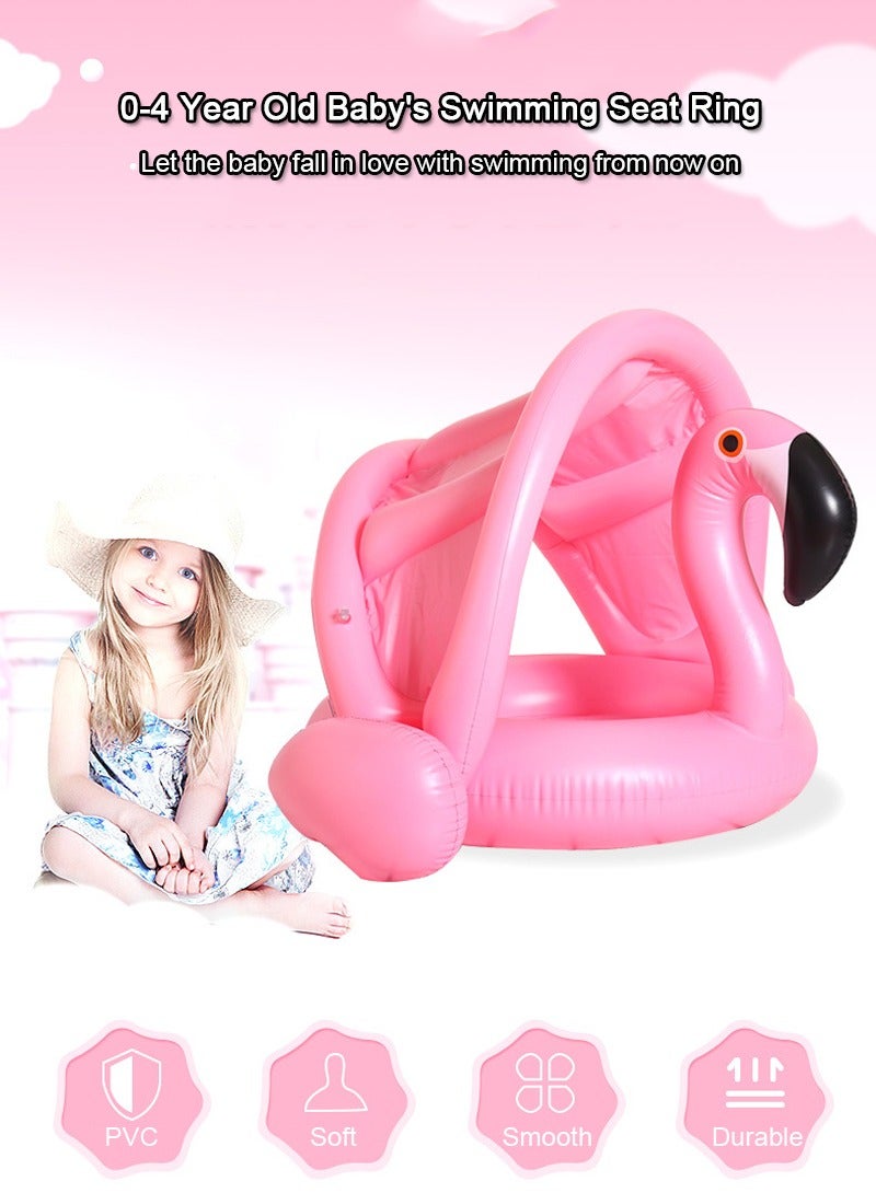 TAPIT Baby Pool Swim Float with Canopy Inflatable Outdoor Swimming Ring Seat, Pink Flamingo Swimming Ring for Kids Infant Toddler 1-4 Years Old (Pink Flamingo) - Image 3