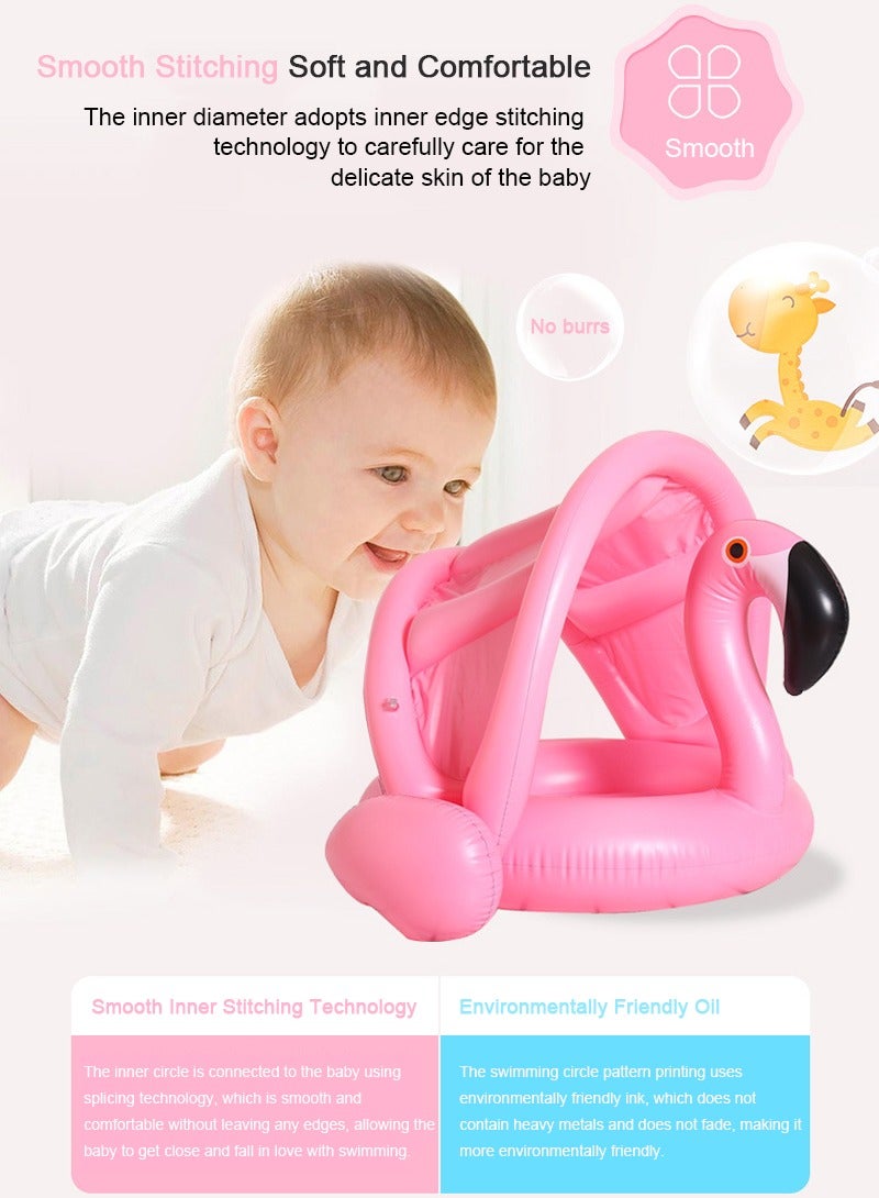 TAPIT Baby Pool Swim Float with Canopy Inflatable Outdoor Swimming Ring Seat, Pink Flamingo Swimming Ring for Kids Infant Toddler 1-4 Years Old (Pink Flamingo) - Image 5