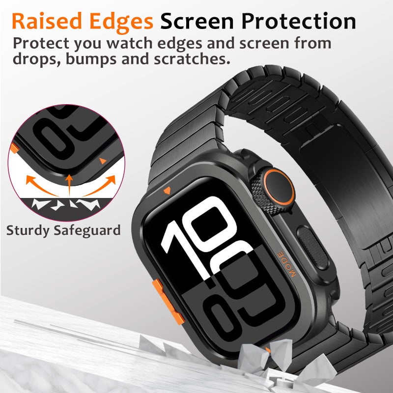 Amizee Metal Case Compatible with Apple Watch Series 11/10 46mm Case with Back Cover, Rugged Protective Bumper Cover for iWatch 46mm, Black - Image 4