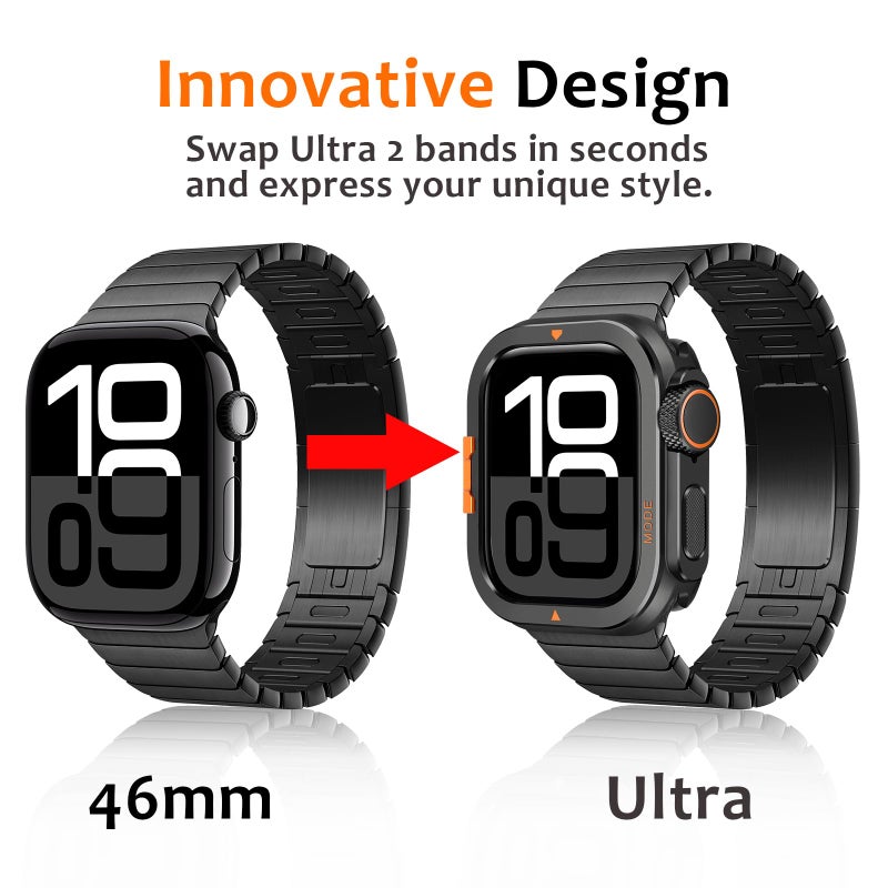 Amizee Metal Case Compatible with Apple Watch Series 11/10 46mm Case with Back Cover, Rugged Protective Bumper Cover for iWatch 46mm, Black - Image 2