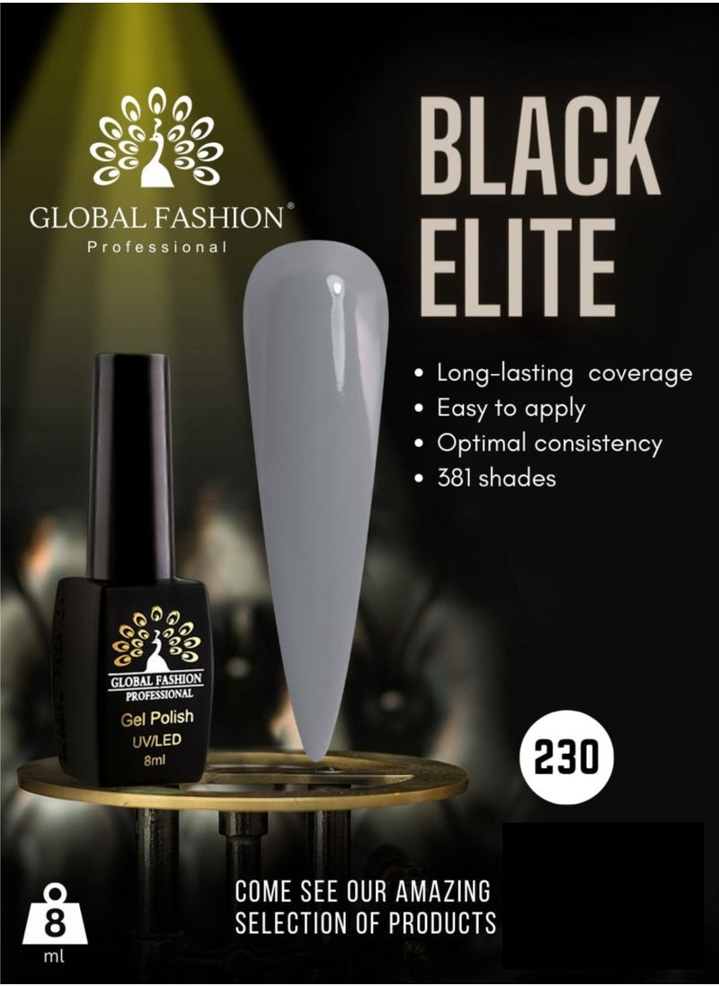 GLOBAL FASHION Global Fashion Black Elite Gel Polish | 132 Colors of Long-Lasting Elegance - 8ml | 230  - Image 2