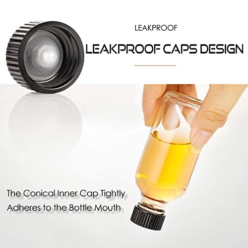 Aozita 18 Pack, 2 oz Small Clear Glass Bottles w/Lid & 4 Stainless Steel Funnels - 60ml Boston Sample Bottles - Mini Travel Essential or Decorative Bottles for Potion, Juice, Wellness, Ginger Shots, Whiskey - Image 5