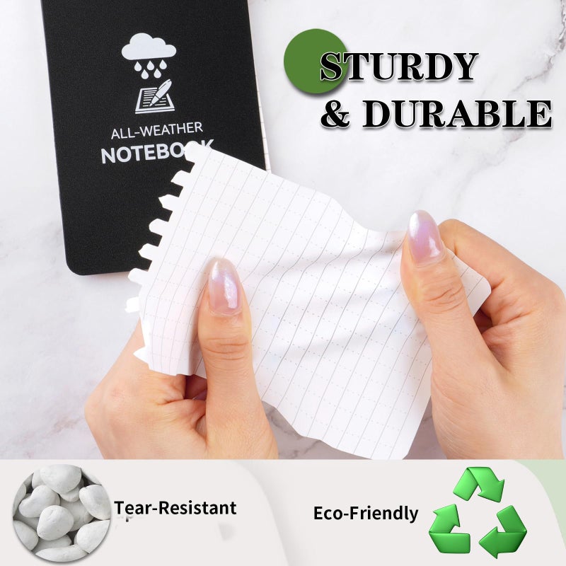 COIDEA Waterproof Notebook, 4 Pack Top-Spiral Pocket Notepad, 3" x 5" Weatherproof NotePad, All Weather Police Pocket Notebook Little Memo Steno Note Pads for Outdoor Office School Recording, Black - Image 5