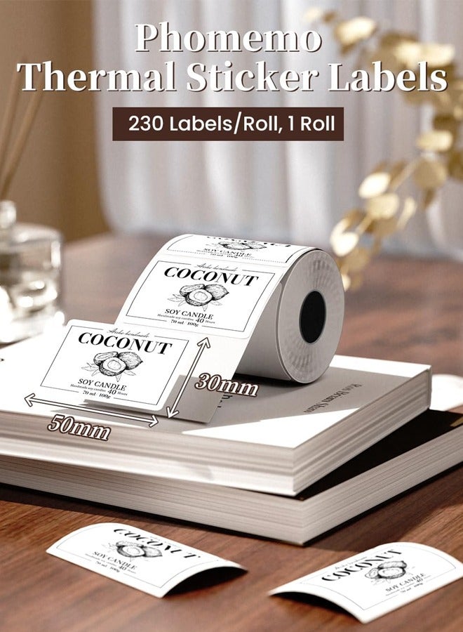 Phomemo M110 Multi-Purpose Square Self-Adhesive Label for M110 / M220 / M221/ M150/ M120 Label Printer, 1.97"x1.97"(50x50mm),230 Labels/Roll, Black on White Label for Small Business, Home, Office - Image 2