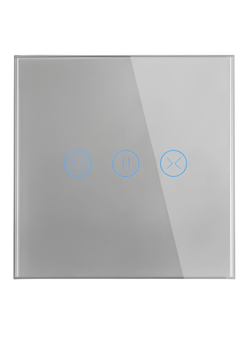 Smart WiFi Curtain Switch with Touch Glass Panel, Neutral Wire Required, Compatible with Alexa and Google Home, Touch & App Remote Control, Timing Function & Voice Control (Grey) - Image 1