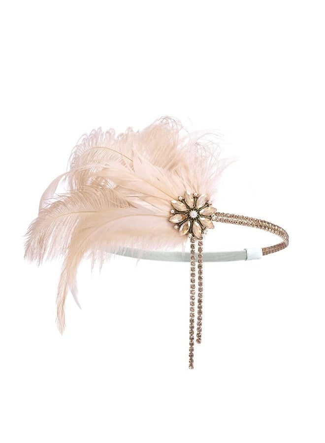 1920 Flapper Headband with Feathers and Rhinestones – Art Deco Headpiece for Gatsby Party, Wedding, and Prom - Image 5