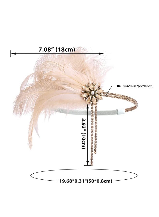 1920 Flapper Headband with Feathers and Rhinestones – Art Deco Headpiece for Gatsby Party, Wedding, and Prom - Image 4