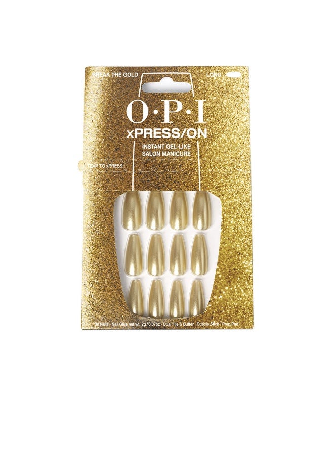 Opi xPress/On False Gel-Like Nails Color Break The Gold Nail Polish x30 - Image 1