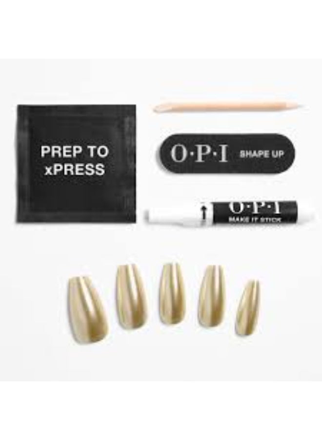 Opi xPress/On False Gel-Like Nails Color Break The Gold Nail Polish x30 - Image 2