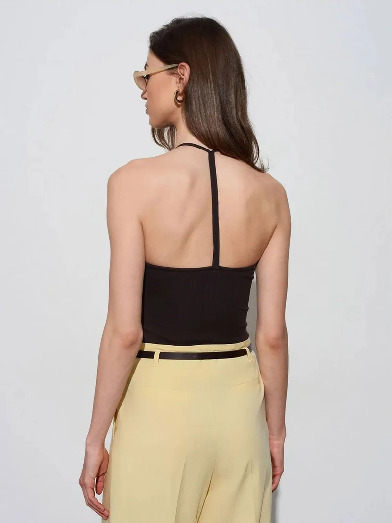 ديلفين DILVIN Slim Fit Halterneck Jersey Blouse