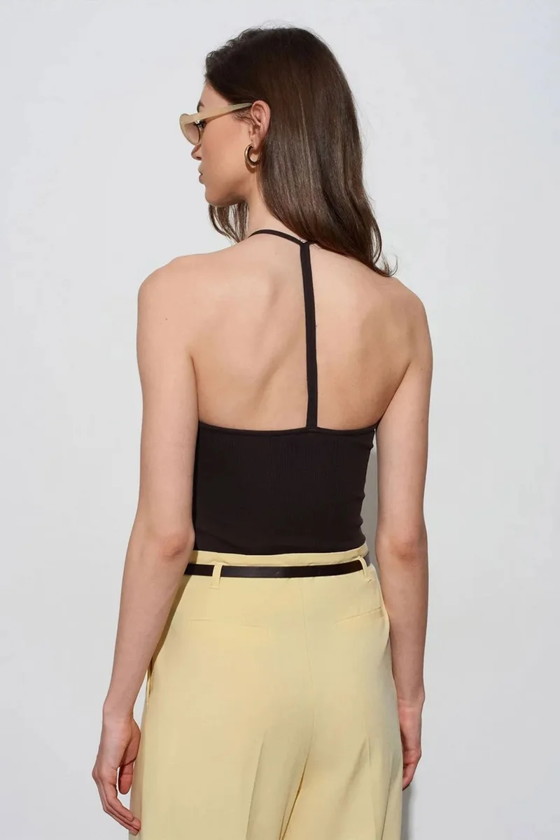 ديلفين DILVIN Slim Fit Halterneck Jersey Blouse