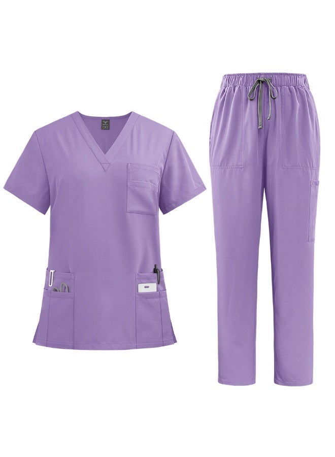 NIBEMINENT Surgical Uniforms Woman Nursing Enfermeria Sets Top + Pant Articles Medical Uniform Scrubs Clinical Beauty Salon hospital Suits - Image 1