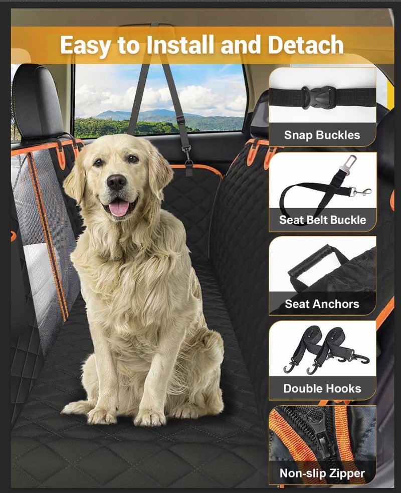 Victoper Dog Car Seat Cover, 600D Heavy Durable Dog Seat Cover for Back Seat, 100% Waterproof Scratch Proof Nonslip Dog Hammock for Car with Side Flap, Pet Seat Covers with SeatBelt for Cars Sedan SUV Trucks - Image 2