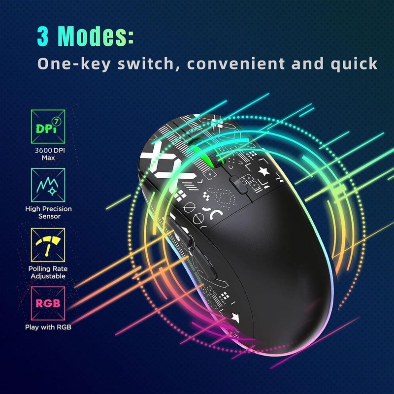 YUEHISY Wireless Gaming Mouse, RGB Light Wireless Mouse with USB Nano Receiver, Silent Click Gaming Mouse for Notebook,PC,Computer - Image 5